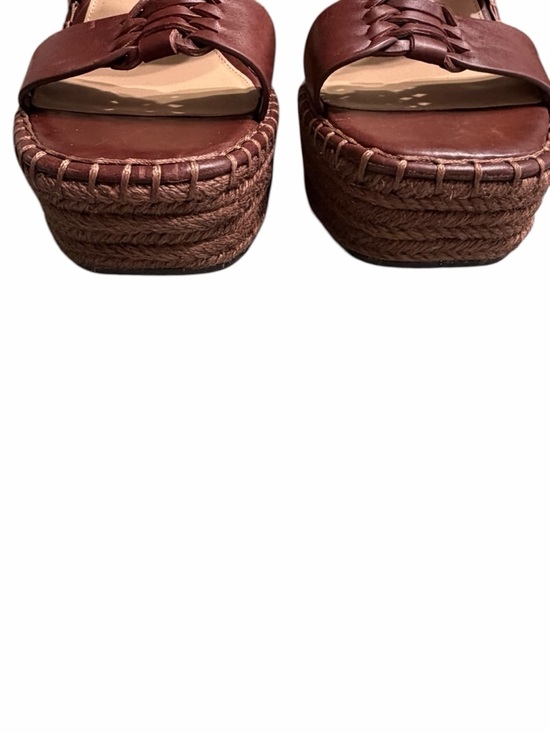 Veronica Beard Chestnut Woven Leather Espadrille Wedges - Picture 3 of 9